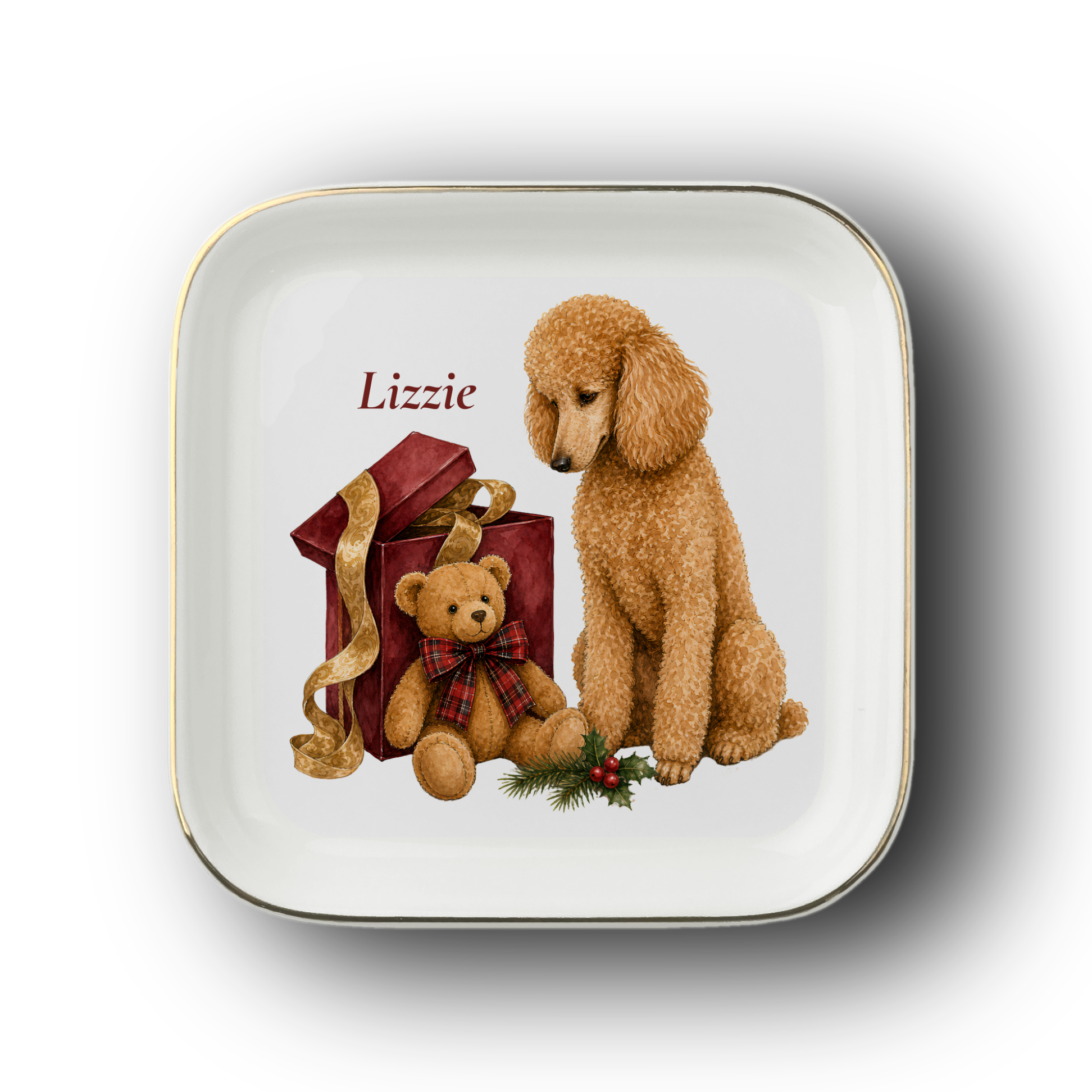 Standard Poodle jewelry dish on a white background