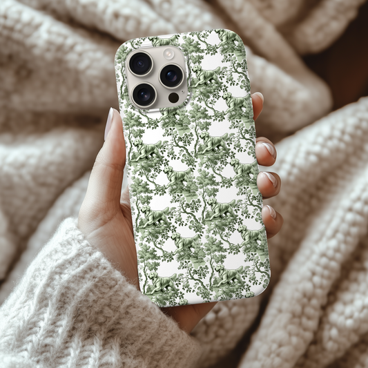 Golden Retriever Hound Phone Case - Sage Green Toile Pattern