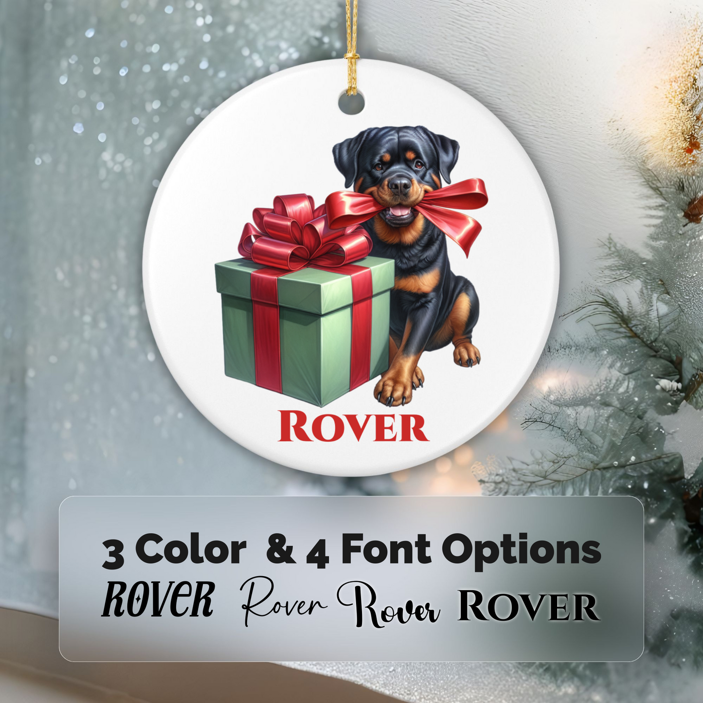 Rottweiler Ornament with Custom Name