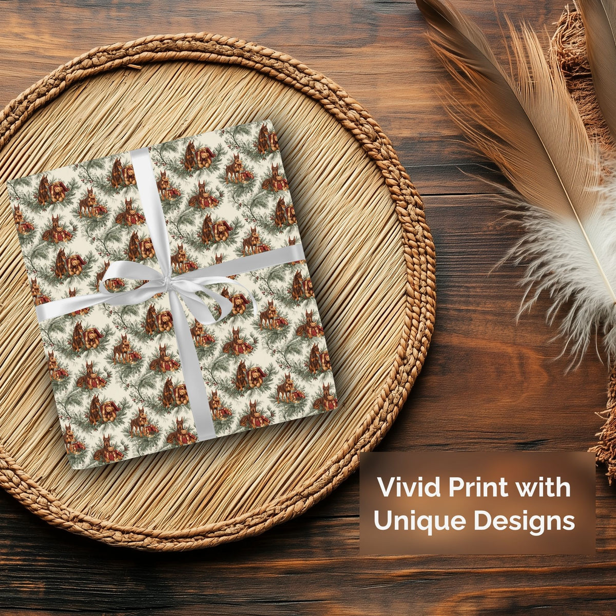 Doberman Pinscher red Christmas wrapping paper