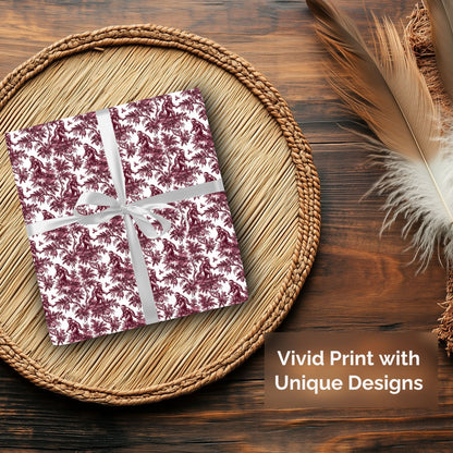 Bigfoot cranberry Christmas wrapping paper