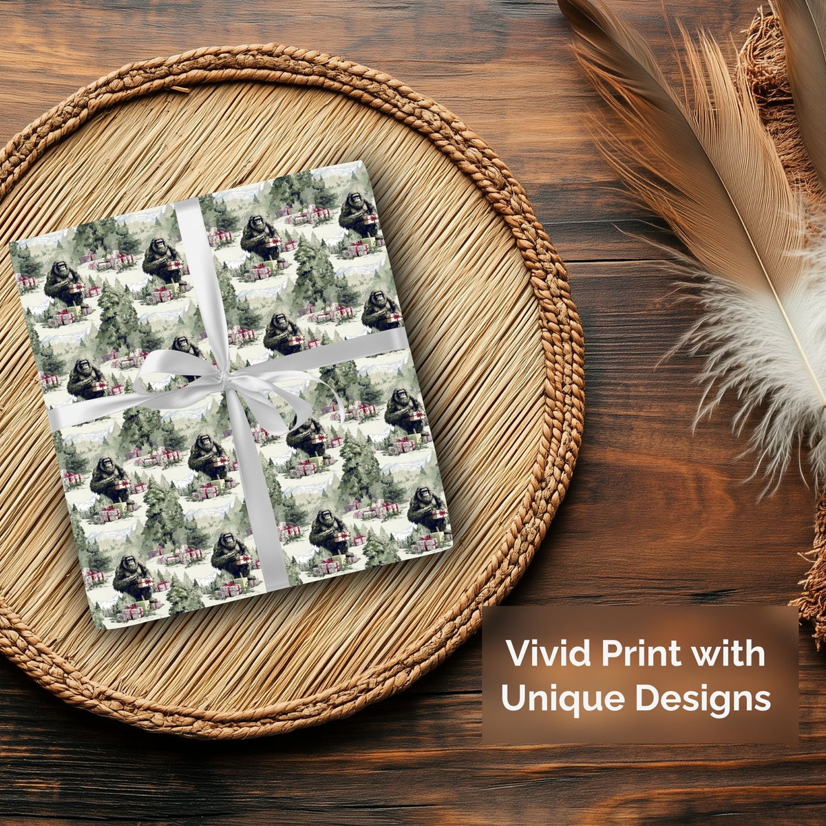 Bigfoot Sasquatch Christmas wrapping paper
