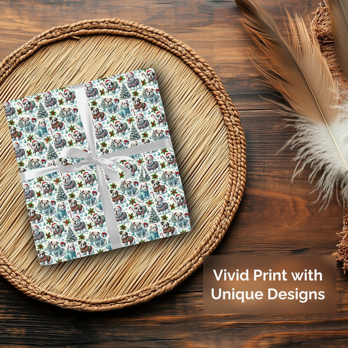 English Bulldog Christmas wrapping paper