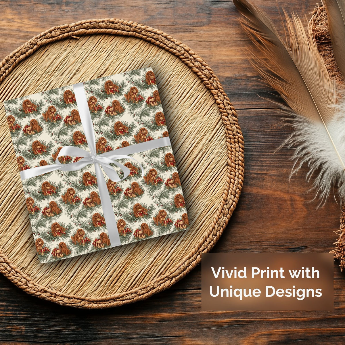 Cavalier King Charles Spaniel Ruby Christmas wrapping paper