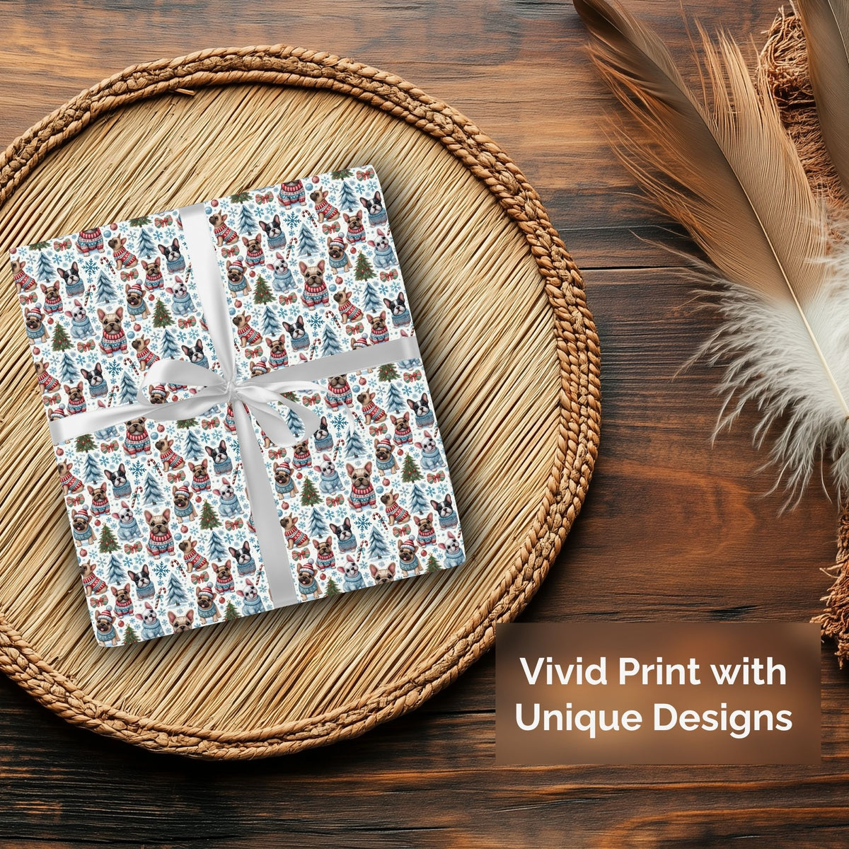 French Bulldog Christmas wrapping paper