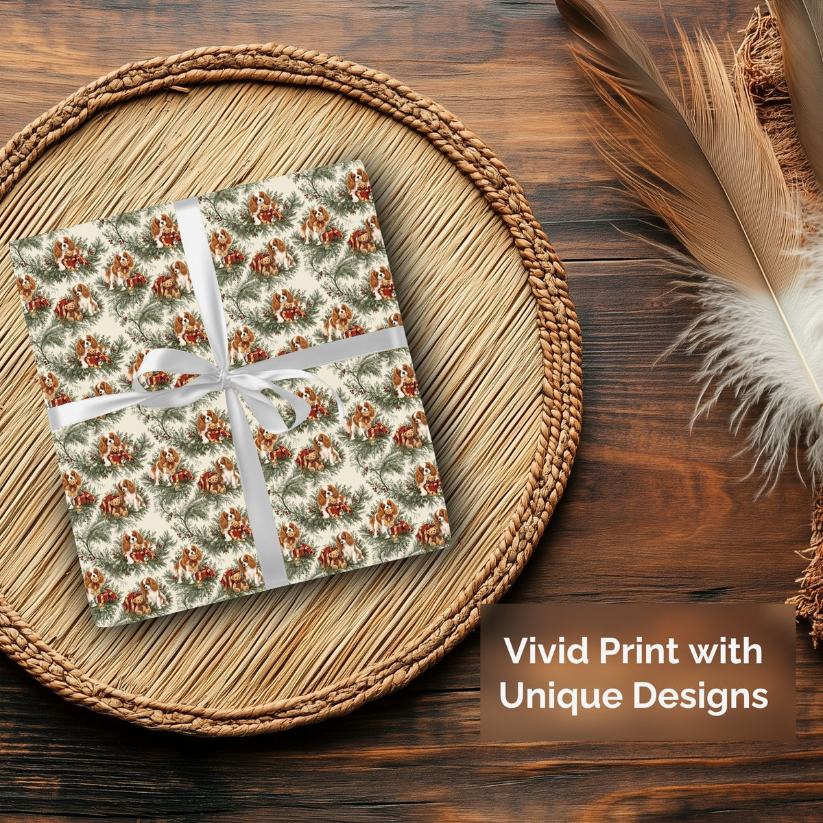 Cavalier King Charles Spaniel Blenheim Christmas wrapping paper