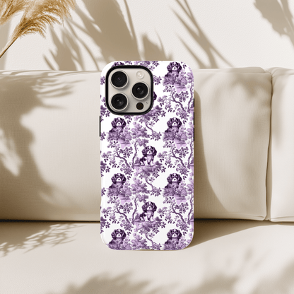 Cavalier King Charles Spaniel Phone Case - Purple Toile Pattern