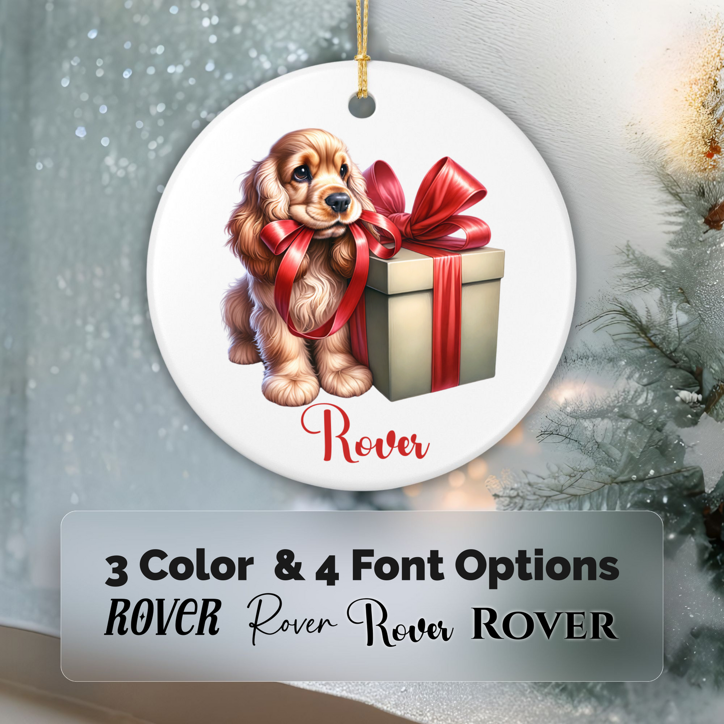 Cocker Spaniel Ornament with Custom Name