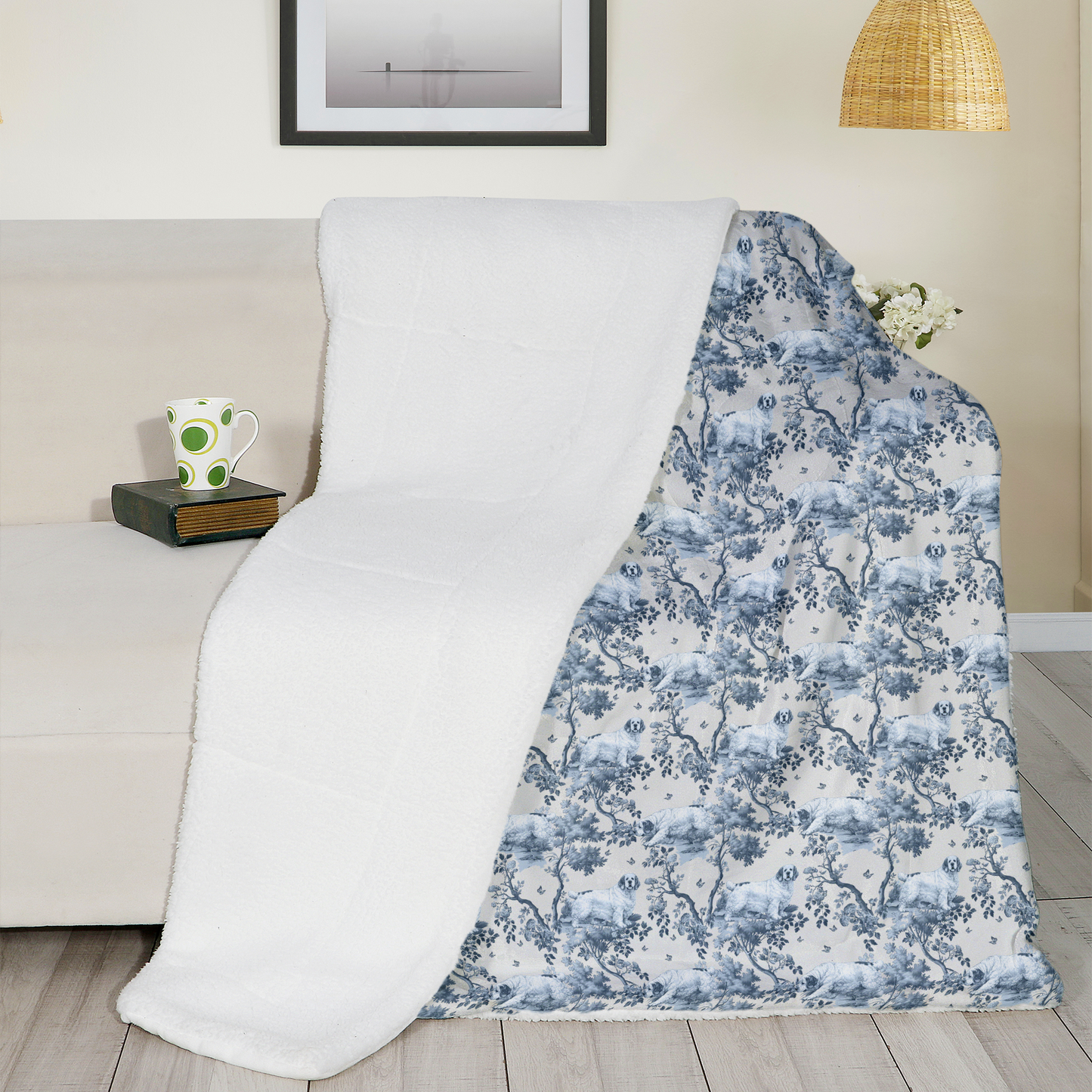 Clumber Spaniel Blanket - Toile Pattern