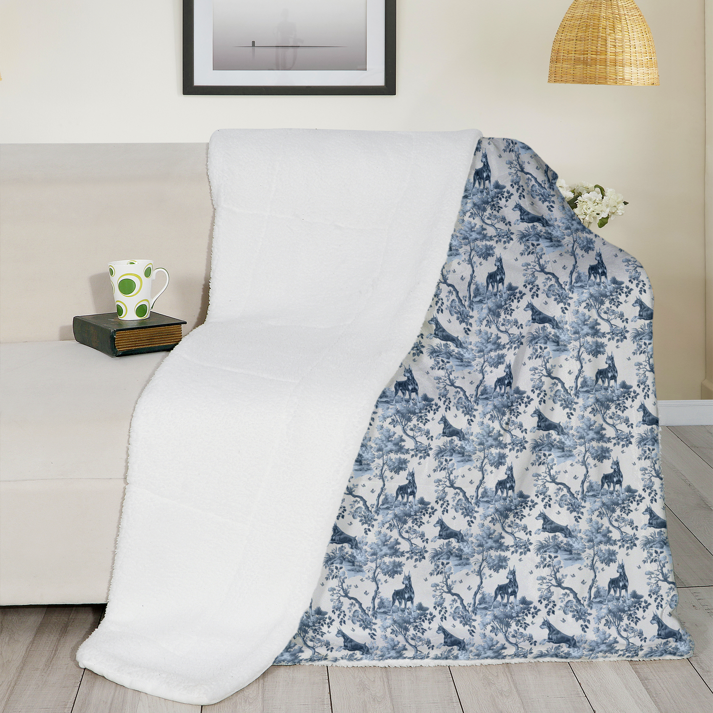 Doberman 2 Blanket - Toile Pattern