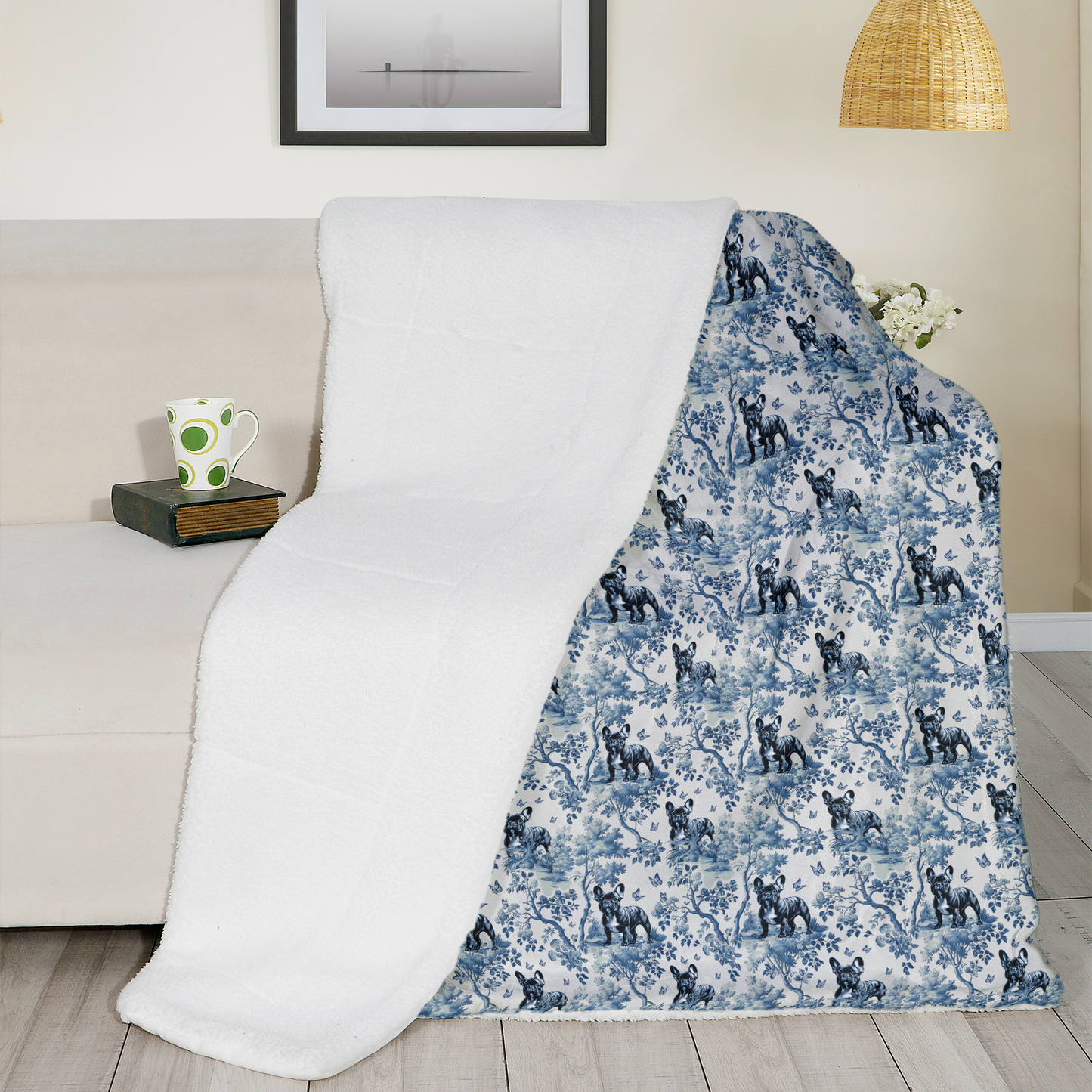 French Bulldog Blanket - Toile Pattern