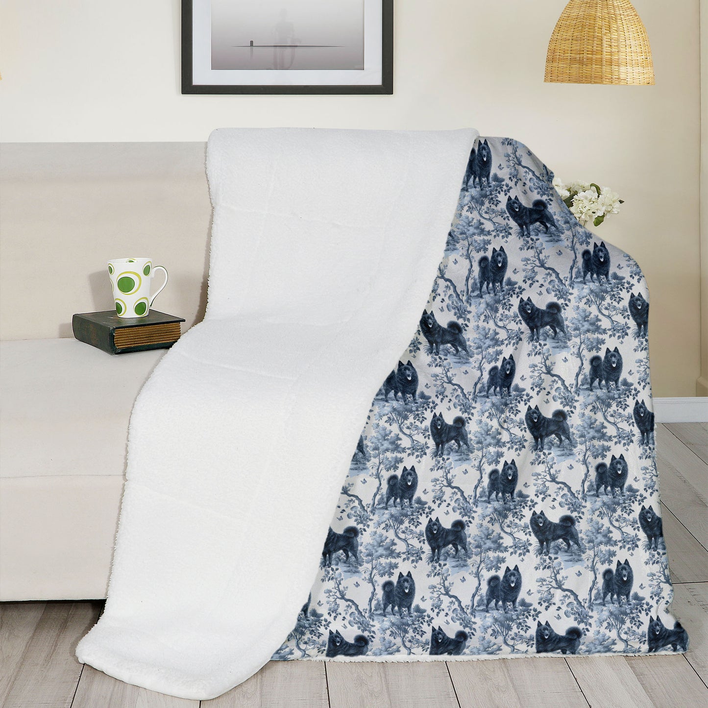 Schipperke (tail) Blanket - Toile Pattern