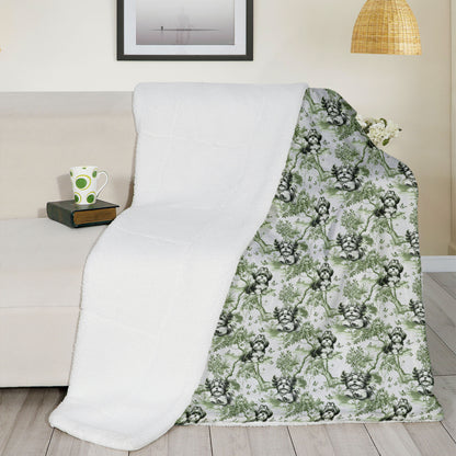 Shih Tzu Blanket - Sage Green Toile Pattern