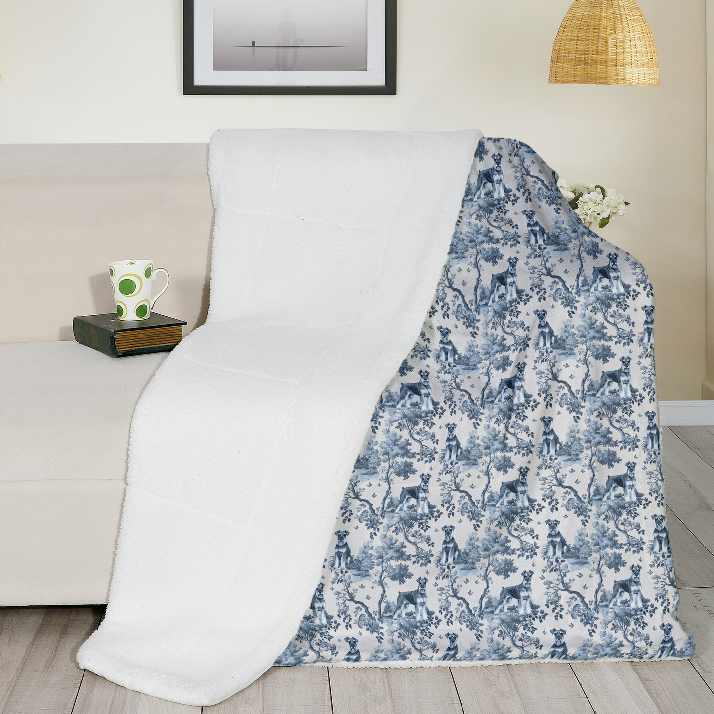 Standard Schnauzer (Drop Ear) Blanket - Toile Pattern