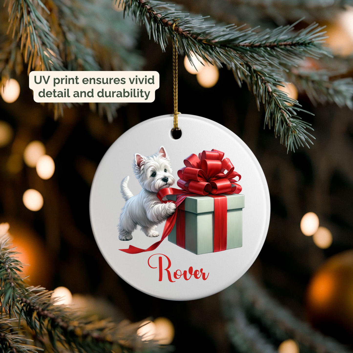 West Highland Terrier Ornament with Custom Name