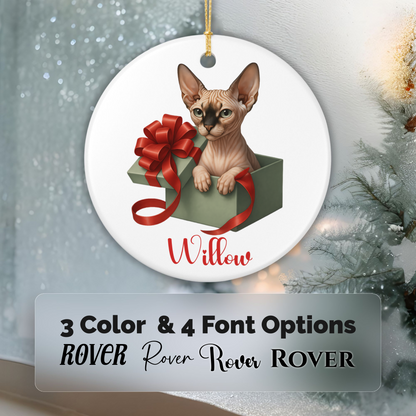 Sphynx Cat Ornament with Custom Name