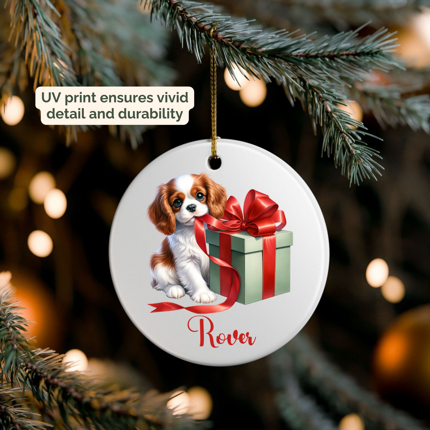Cavalier King Charles Spaniel Ornament with Custom Name