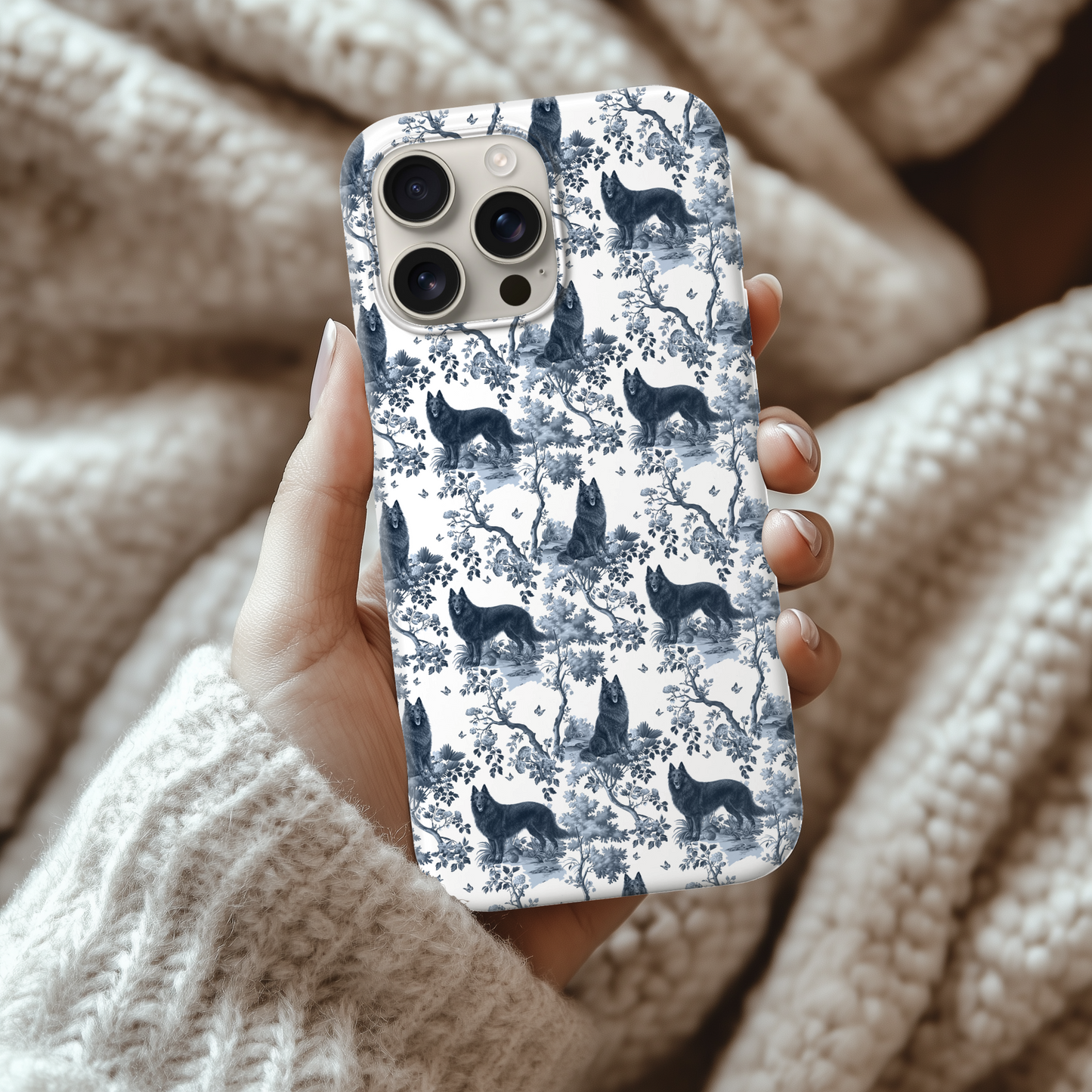 Belgian Sheepdog (Groenendael) Phone Case - Toile Pattern