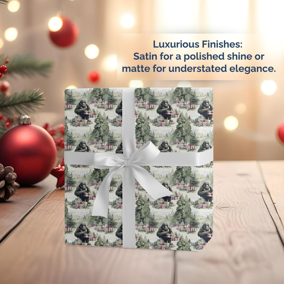 Bigfoot Sasquatch Christmas wrapping paper