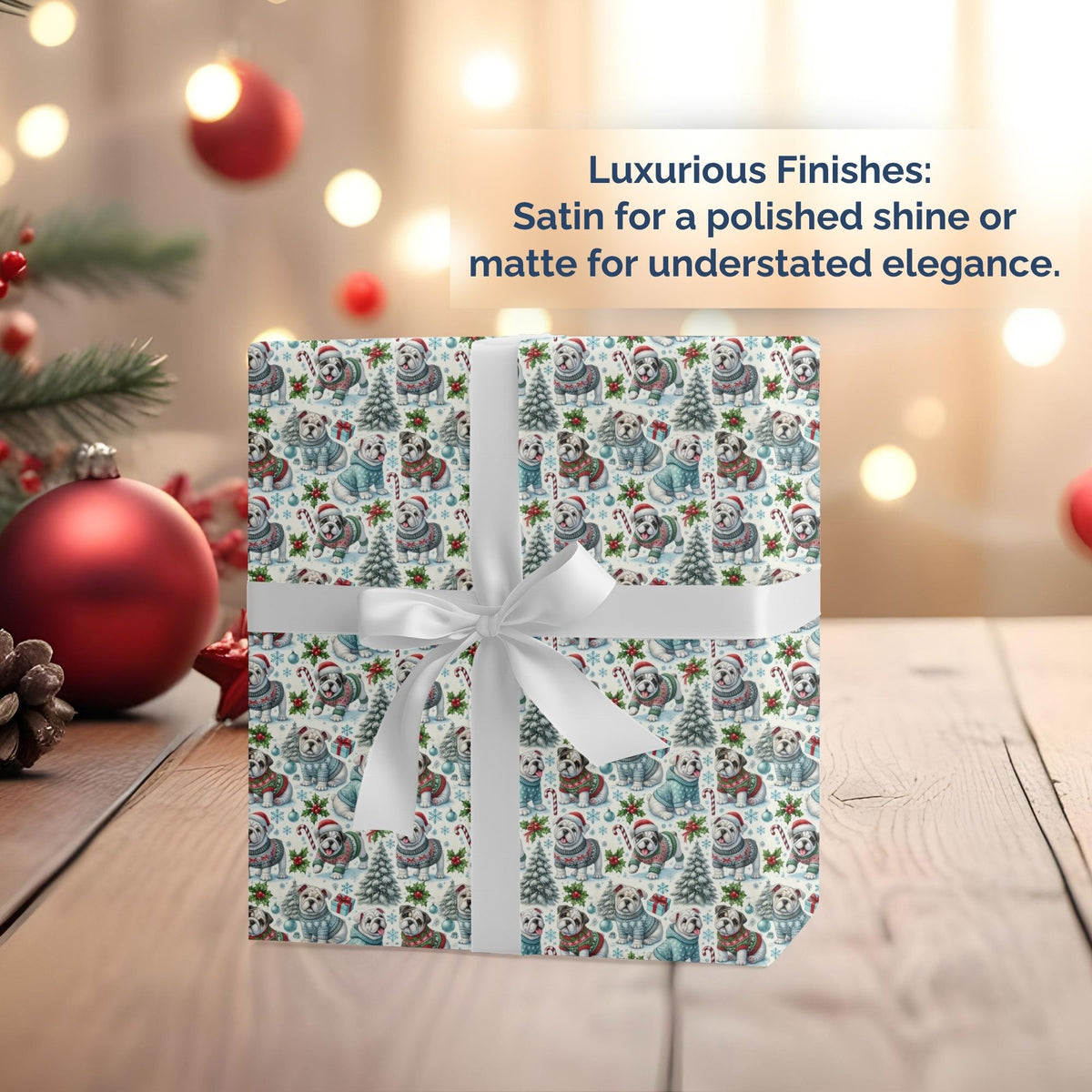 English Bulldog Christmas wrapping paper