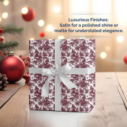 Bigfoot cranberry Christmas wrapping paper