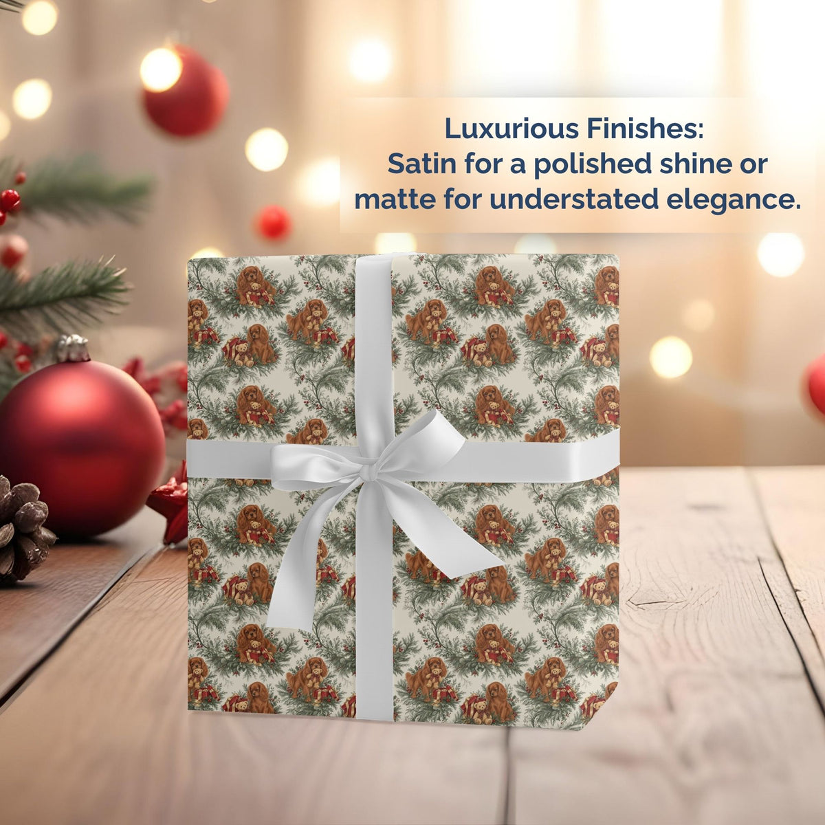 Cavalier King Charles Spaniel Ruby Christmas wrapping paper