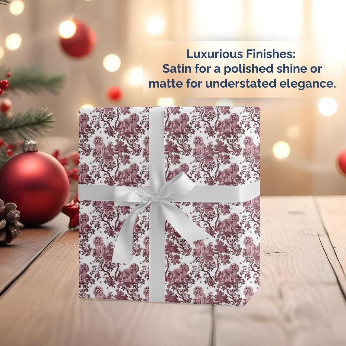 Cavalier King Charles Spaniel Ruby Christmas wrapping paper