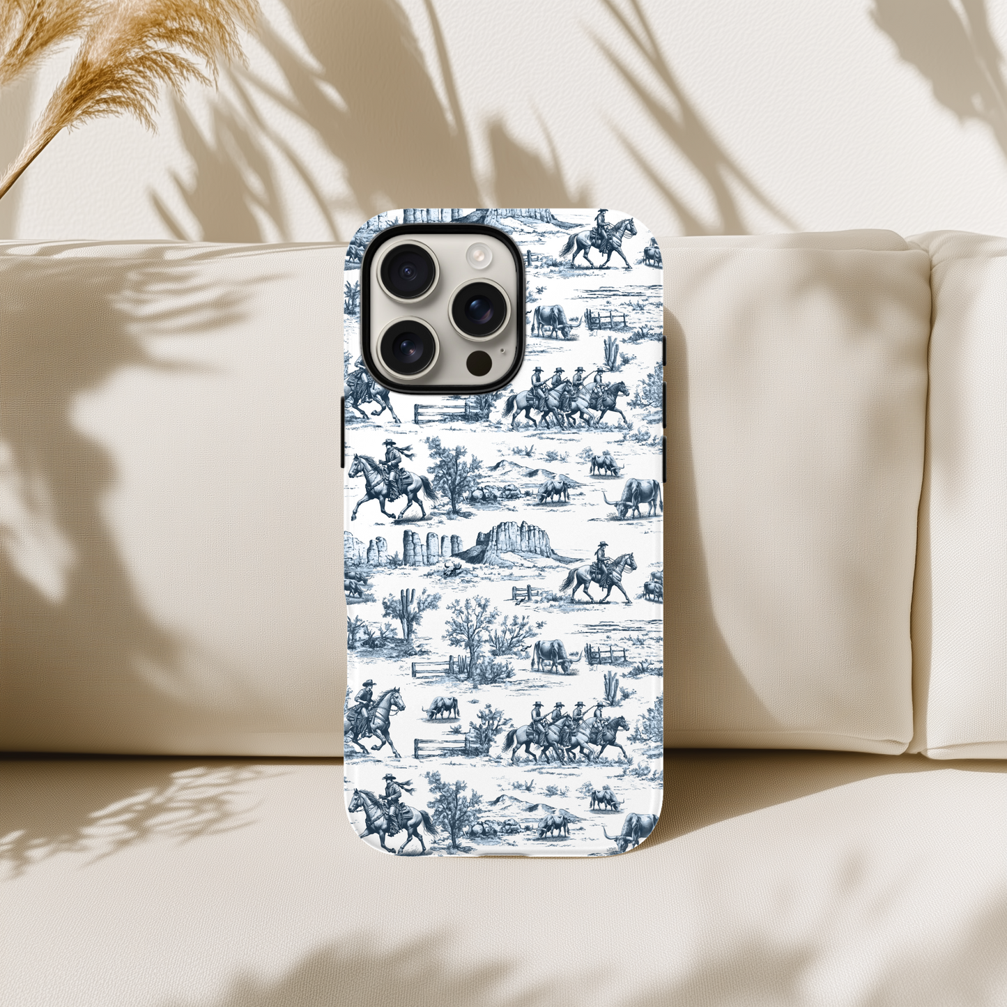 Cowboy Toile Phone Case - Horse Toile Pattern
