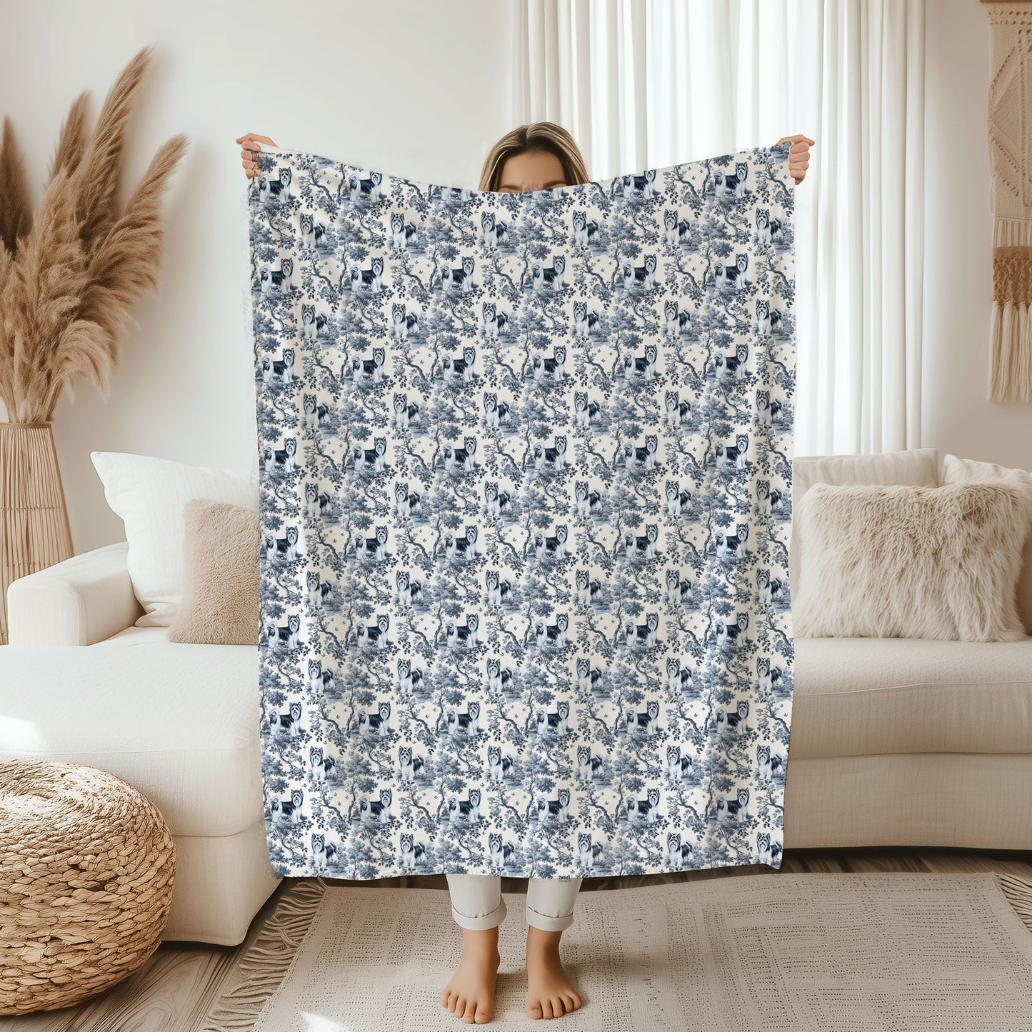 Biewer Terrier Blanket - Toile Pattern