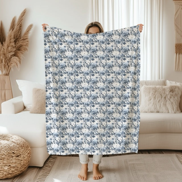 Clumber Spaniel Blanket - Toile Pattern