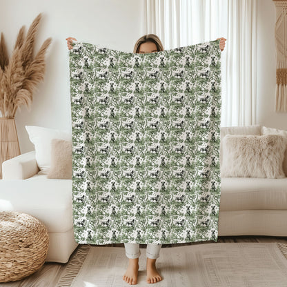 Dalmatian Blanket - Sage Green Toile Pattern
