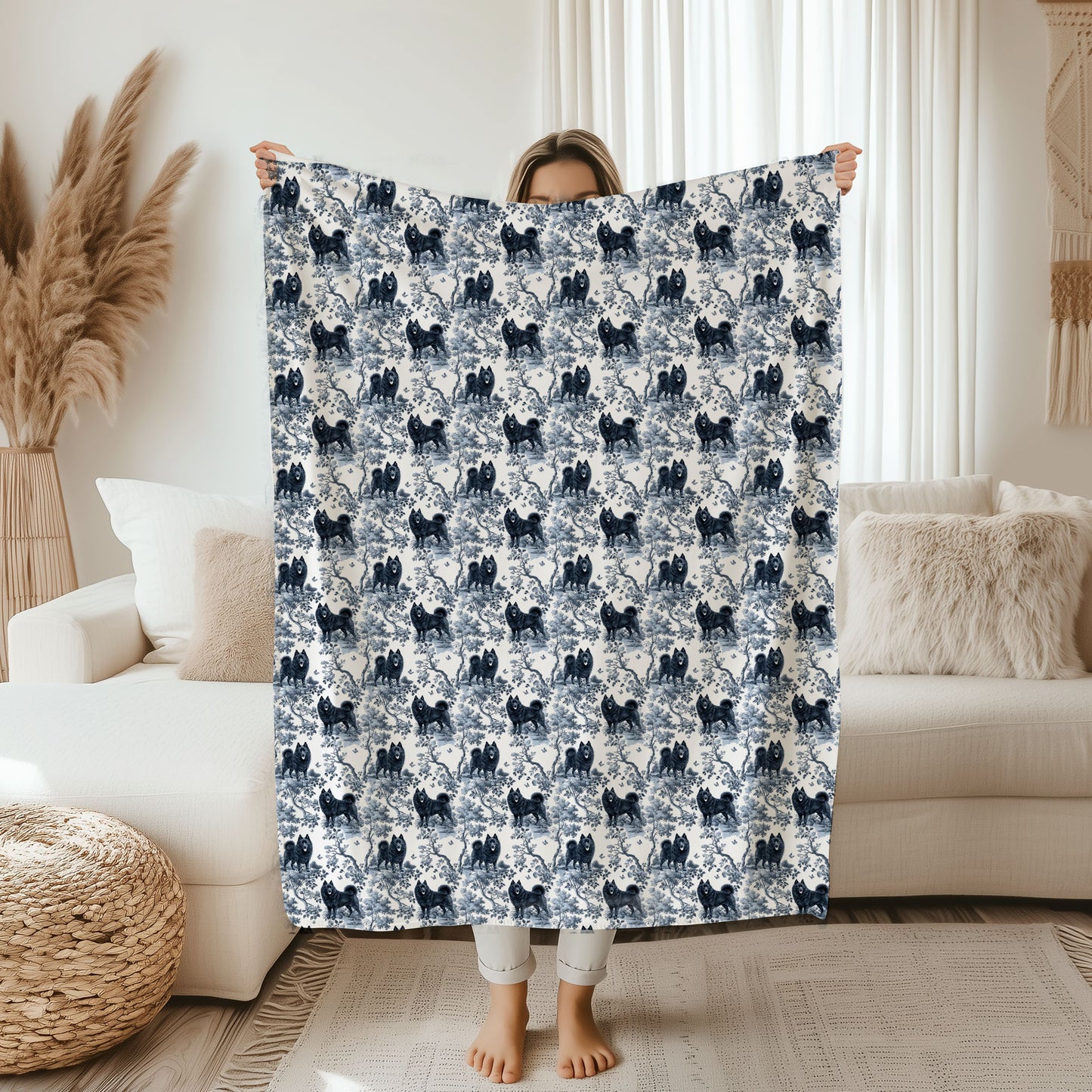 Schipperke (tail) Blanket - Toile Pattern