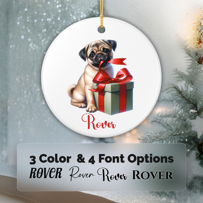 Pug Ornament with Custom Name