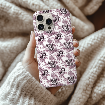 Shih Tzu Phone Case - Pink Toile Pattern