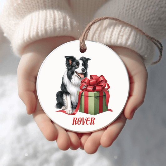 Border Collie Ornament with Custom Name