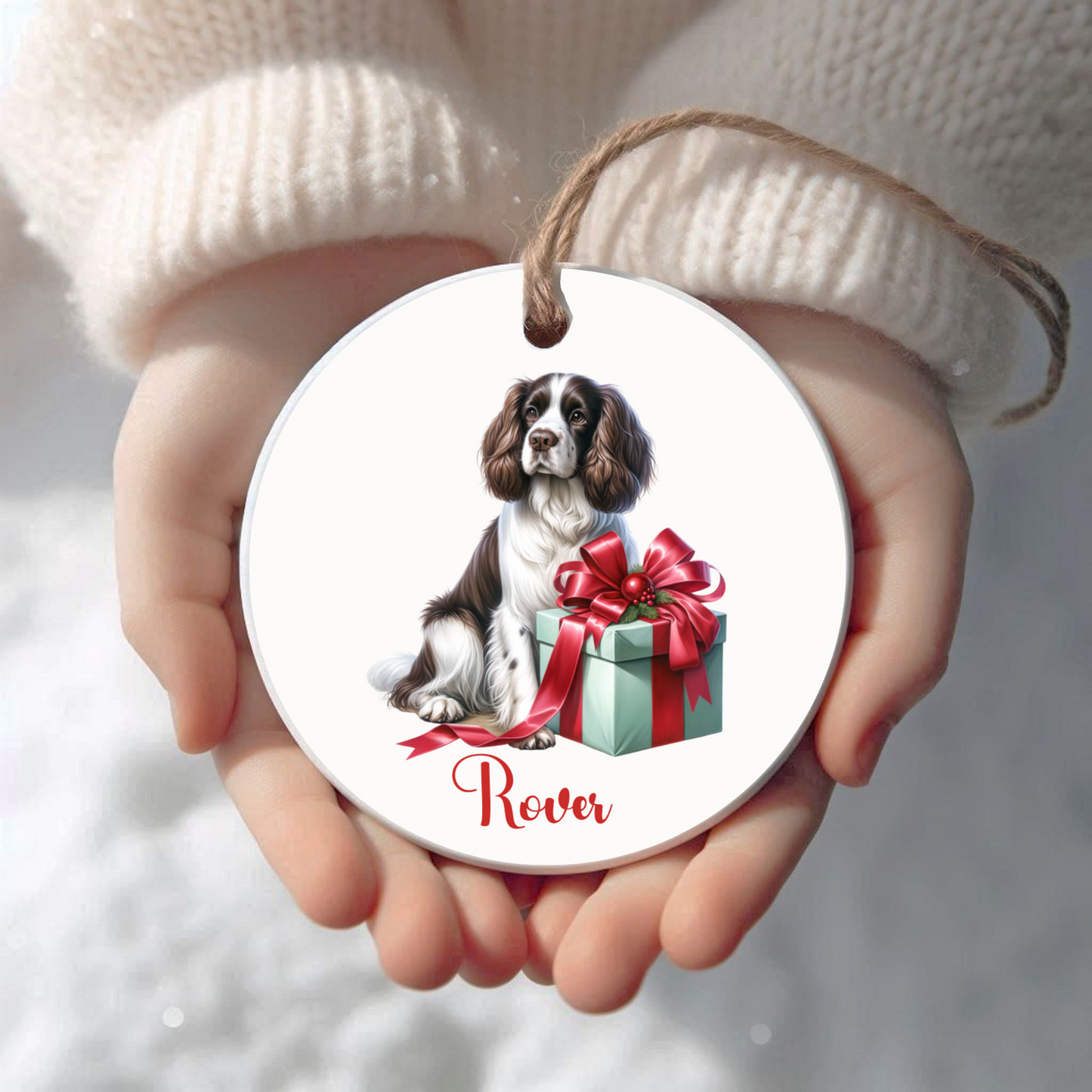 English Springer Spaniel Ornament with Custom Name