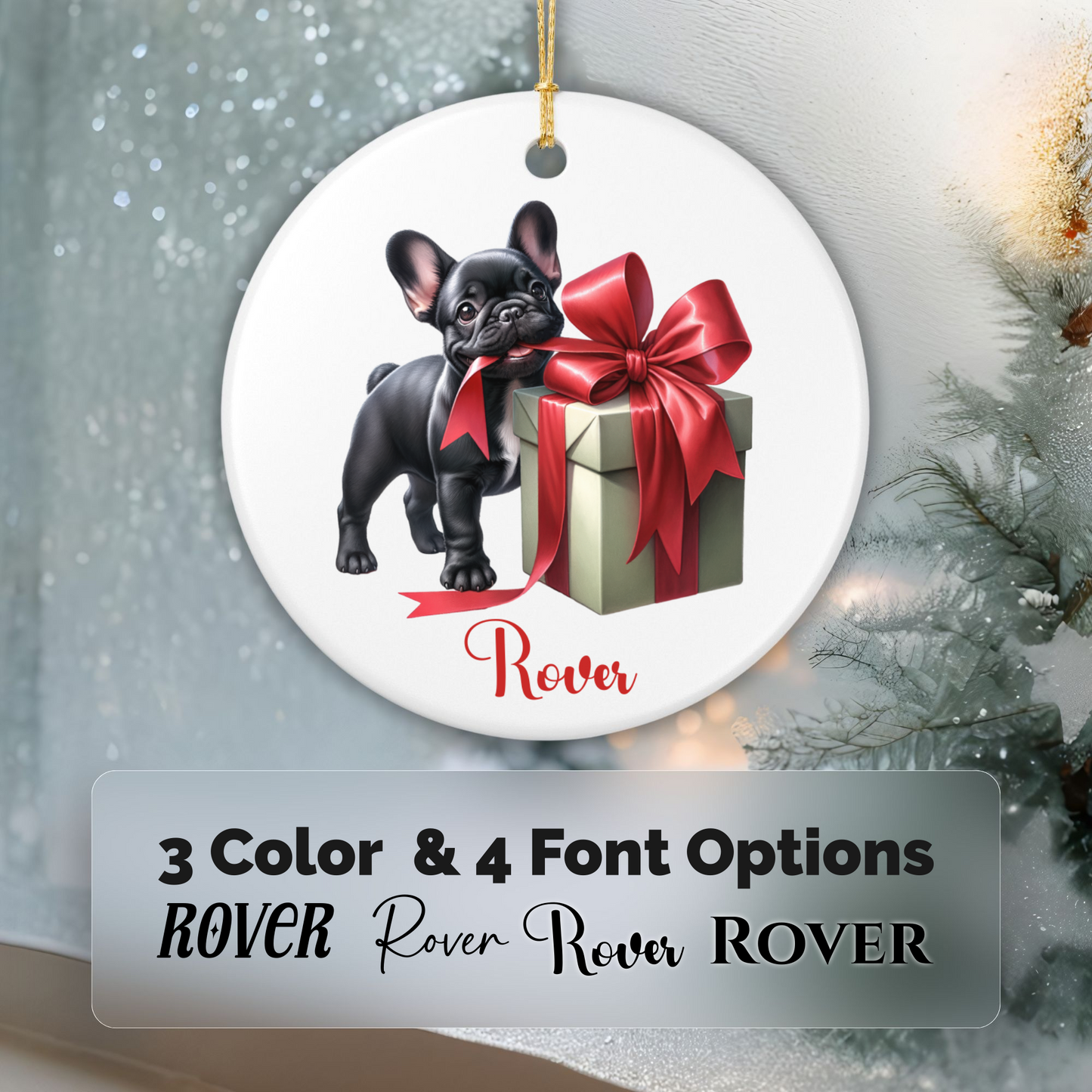 Frenchie Ornament with Custom Name