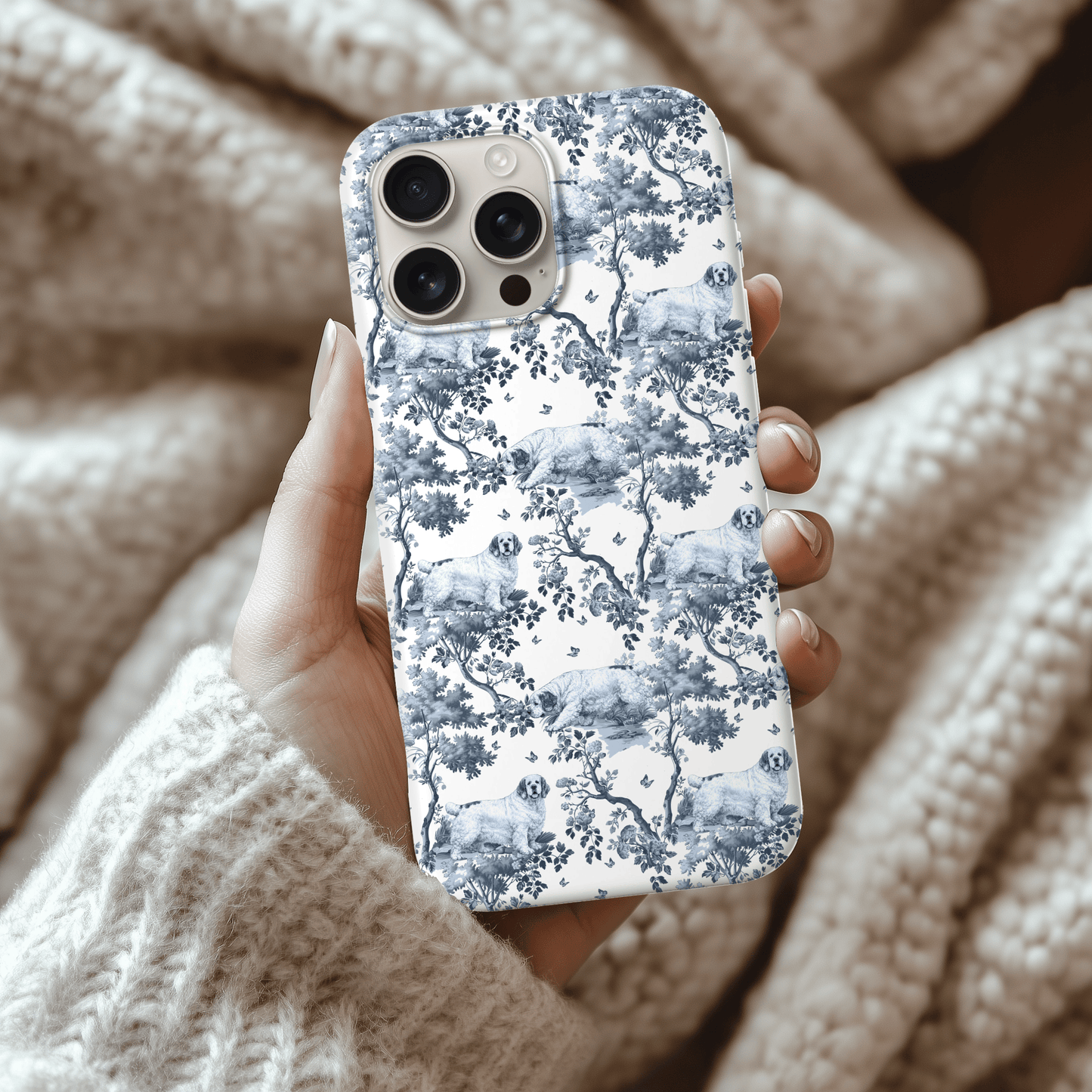 Clumber Spaniel Phone Case - Toile Pattern