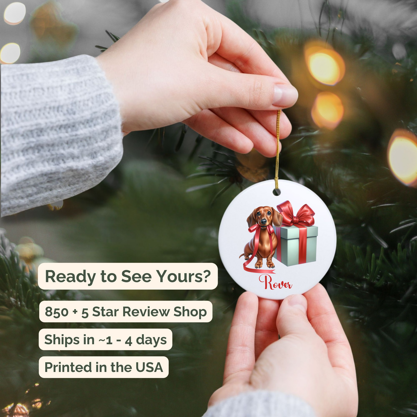 Dachshund Ornament with Custom Name