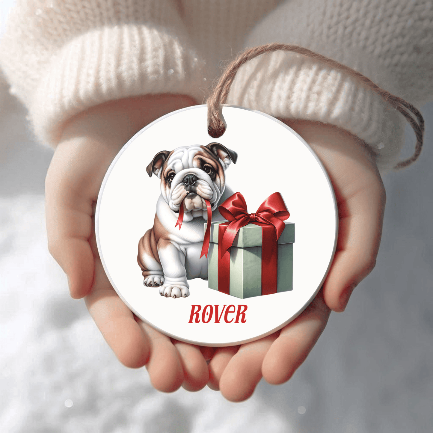 English Bulldog Ornament with Custom Name