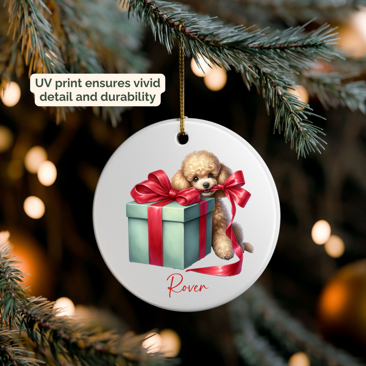 Poodle Ornament with Custom Name