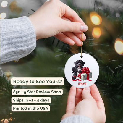 Portuguese Water Dog Ornament with Custom Name