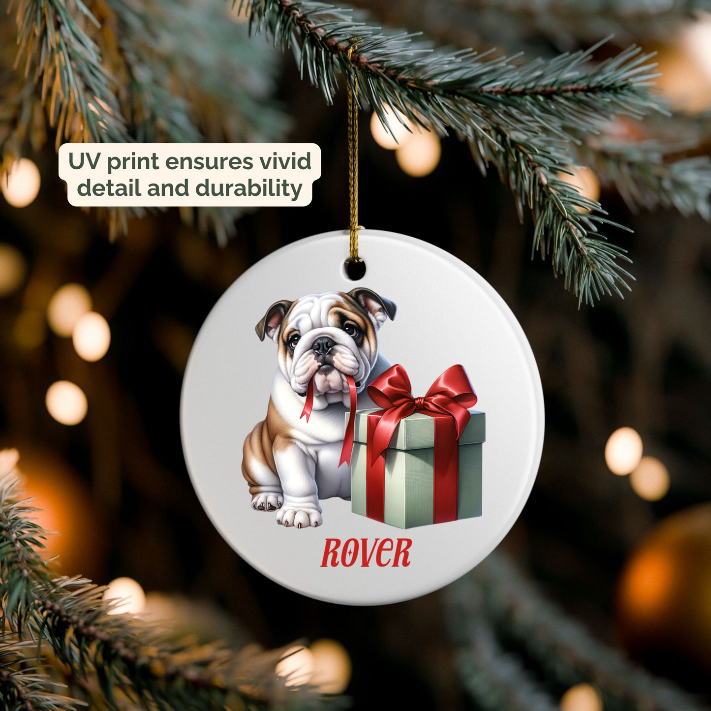 English Bulldog Ornament with Custom Name