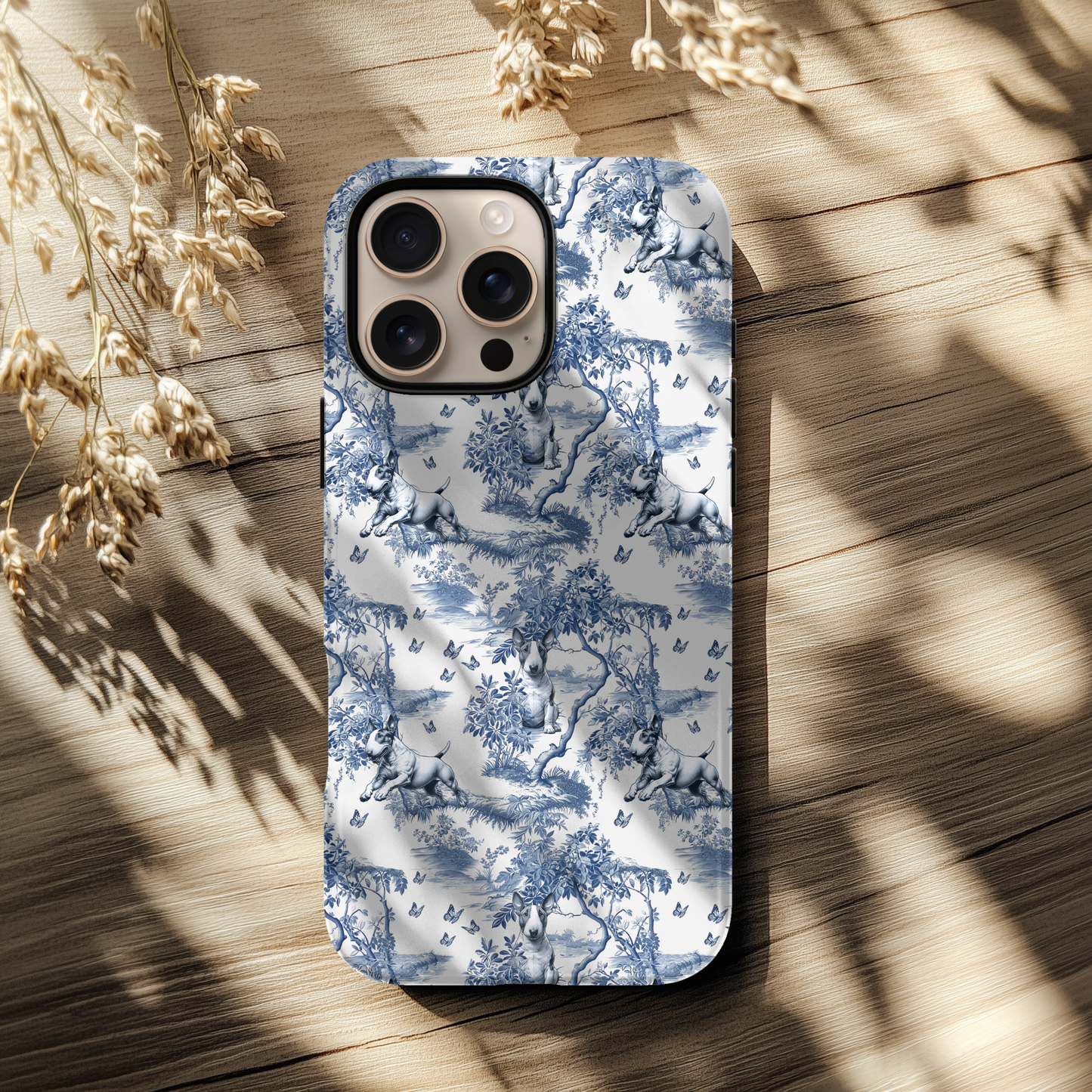 Bull Terrier Phone Case - Toile Pattern