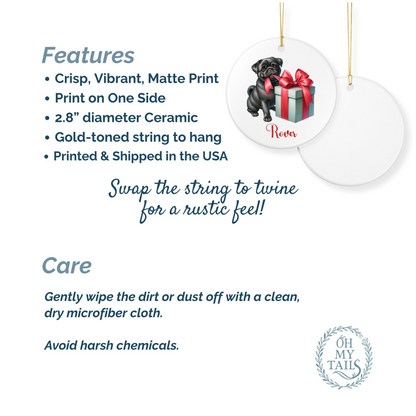 Pug Ornament with Custom Name