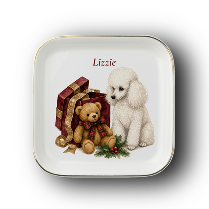Miniature Poodle jewelry dish on a white background