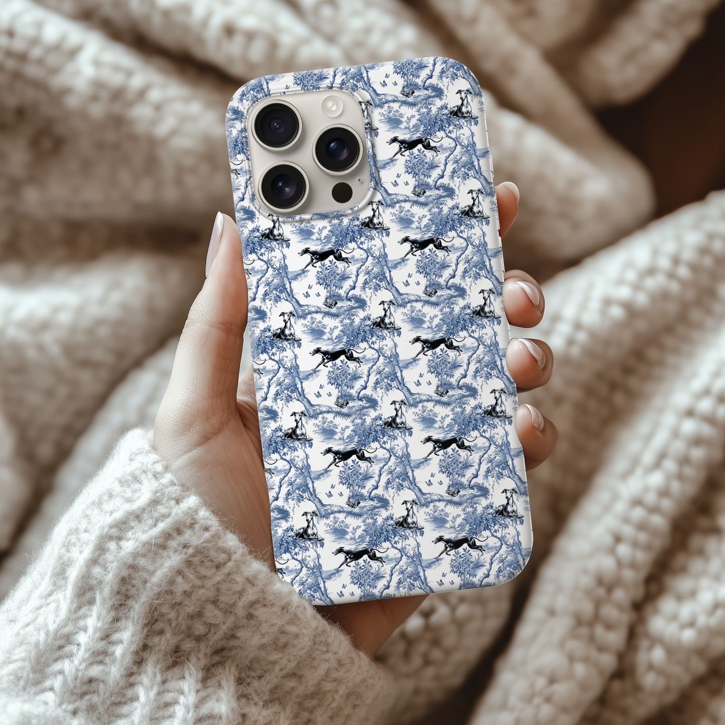 Greyhound Phone Case - Toile Pattern