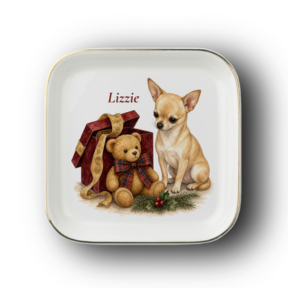 Chihuahua jewelry dish on a white background