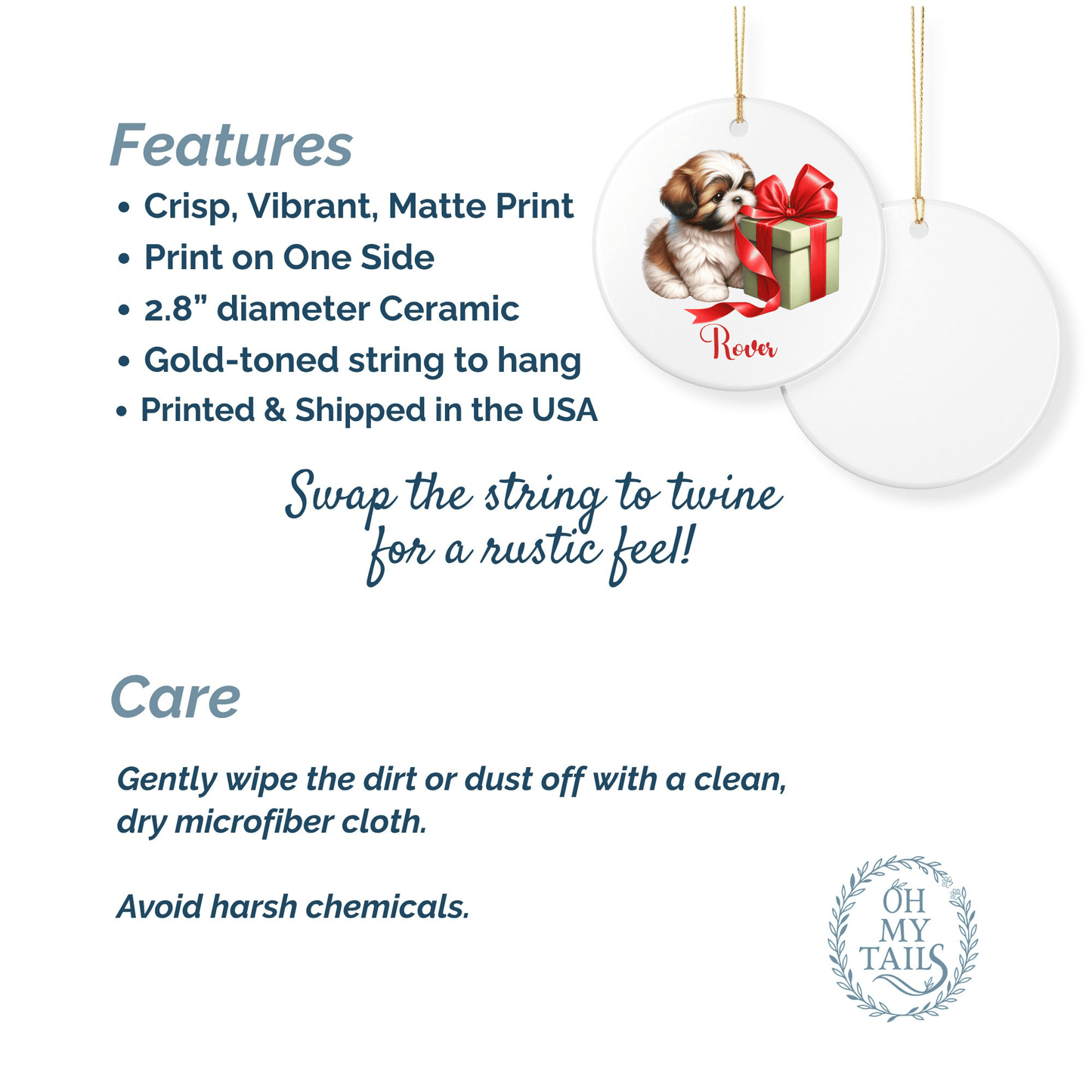 Shih Tzu Ornament with Custom Name