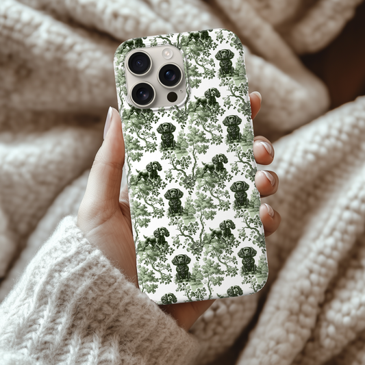 Boykin Spaniel Phone Case - Sage Green Toile Pattern